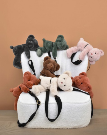 Ursulet din plus - geanta crossbody adorabila, 30 cm, Kaki [5]