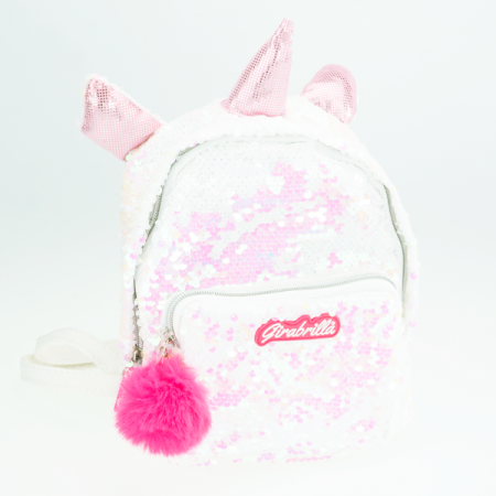Ghiozdane - Rucsac fetiță Girabrilla – model Unicorn cu paiete reversibile, bretele reglabile și buzunar frontal