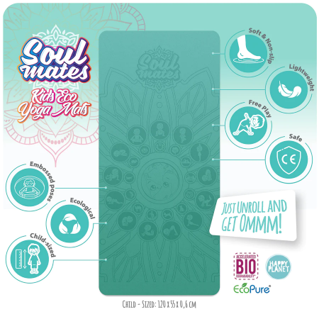 Saltea Yoga pentru copii, ecologica - Earth, turcoaz [2]