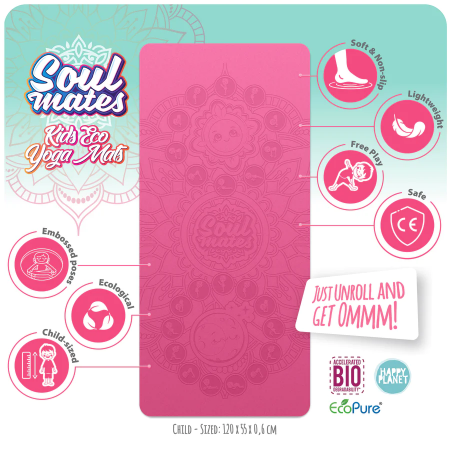 Saltea Yoga pentru copii, ecologica - Sun and Moon, roz [2]