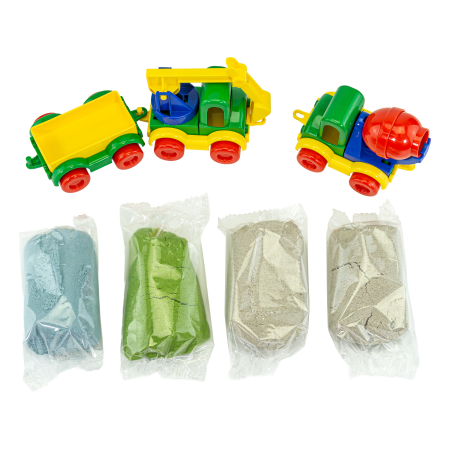 Set senzorial cu nisip dinamic, nisip pufos si vehicule – Șantier de construcții [6]