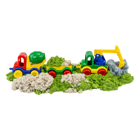 Set senzorial cu nisip dinamic, nisip pufos si vehicule – Șantier de construcții [5]