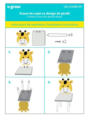 Scaun copii, MDF,design girafa, U-Grow [2]