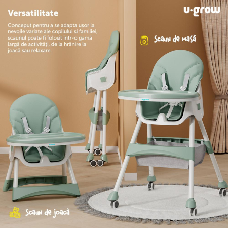 Scaun de masa 2 in 1, pliabil, verde, U-Grow [2]