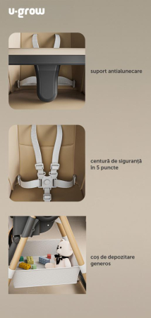 Scaun de masa cu inaltime reglabila, spatar ajustabil in 4 pozitii, pliabil, brown, U-Grow [5]