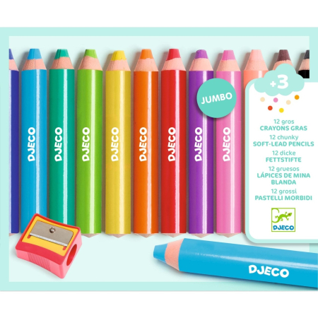 Set 12 creioane colorate cu ascutitoare, Djeco [3]