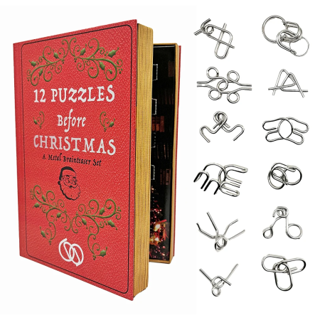 Set 12 jocuri logice IQ din metal de Craciun - 12 Puzzles Before Christmas [9]