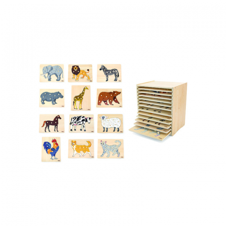 Set 12 puzzle-uri Montessori cu raft de depozitare, Viga [1]