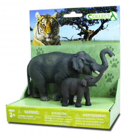 Set 2 Figurine Elefant Asiatic cu pui Collecta [3]