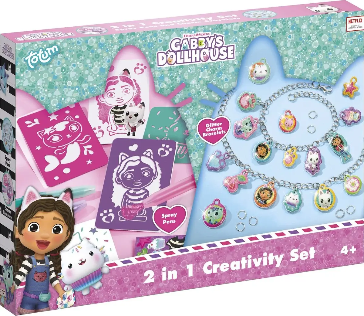 Lucru Manual - Set 2 in 1 Gabby's Dollhouse -  Bratari cu pandantive & carioci de suflat