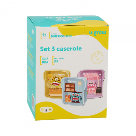 Set 3 caserole multicolore U-Grow, 3 x 300ml [7]