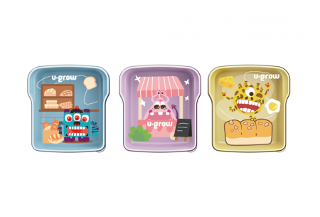 Accesorii hranire - Set 3 caserole multicolore U-Grow, 3 x 300ml