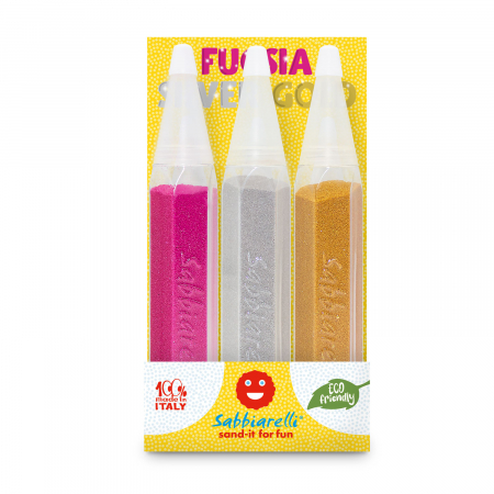 Vârstă - Set 3 creioane preumplute cu particule de marmura pentru seturile creative - fucsia, argintiu, auriu