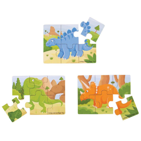 Set 3 puzzle din lemn - Dinozauri [2]