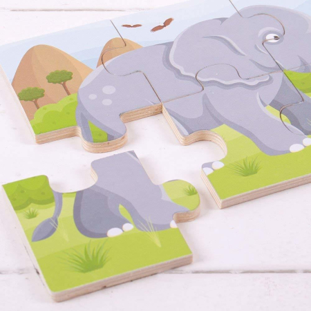 Set 3 puzzle din lemn - Jungla Vesela [3]