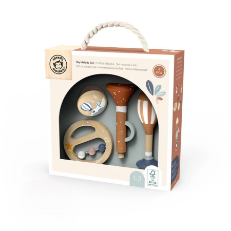 Noutati - Set 4 instrumente muzicale din lemn (S), Speedy Monkey
