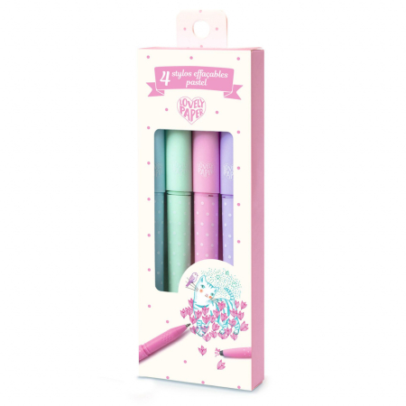 Varsta - Set 4 pixuri cu radiera culori pastel, Djeco