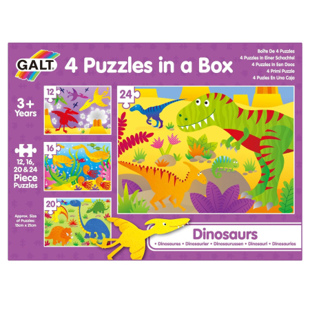 Noutati - Set 4 puzzle-uri Dinozauri (12, 16, 20, 24 piese)