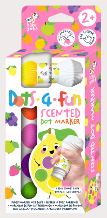 Cadouri copii Paste - Set 5 carioci lavabile Dots4Fun - parfum de fructe, Haku Yoka