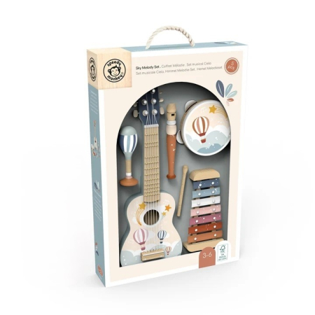 Noutati - Set 5 instrumente muzicale din lemn (L), Speedy Monkey