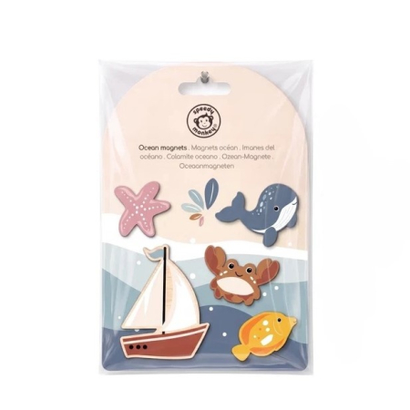 Noutati - Set 5 magneti din lemn Ocean, Speedy Monkey