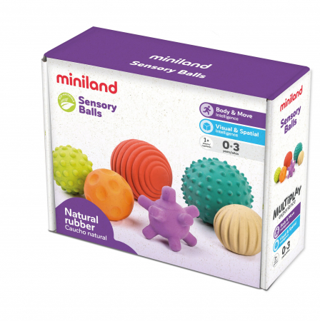 Set 6 mingi senzoriale din cauciuc natural ECO pentru bebelusi [0]