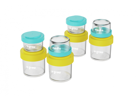 Noutati - Set 8 recipiente cu capac pentru stocare hrana copii , 4*80ml + 4*220ml, U-Grow