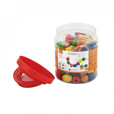 Jucarii creative - Set 90 de margele din lemn de insirat, Viga