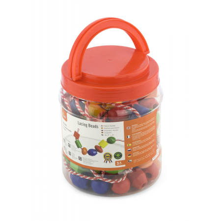 Jucarii creative - Set 90 de margele din lemn de insirat, Viga