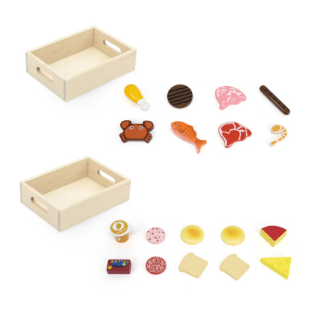 Jucarii de rol - Set alimente de frigider din lemn, Viga
