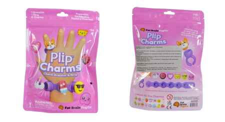 Set Brățară si inel cu talismane pop-it Plip Charms, roz [8]