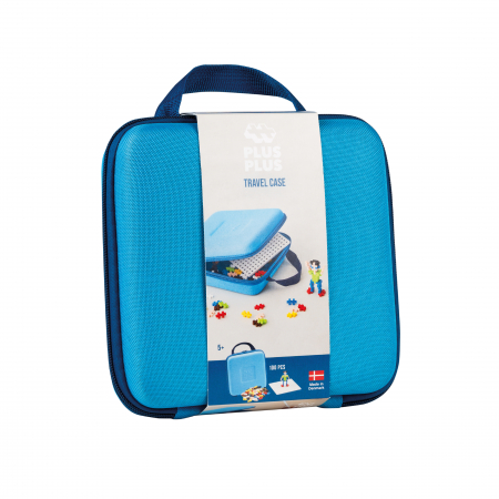 Cadouri Baieti - Set constructie Plus-Plus, 100 piese, portabil, in geanta cu fermoar