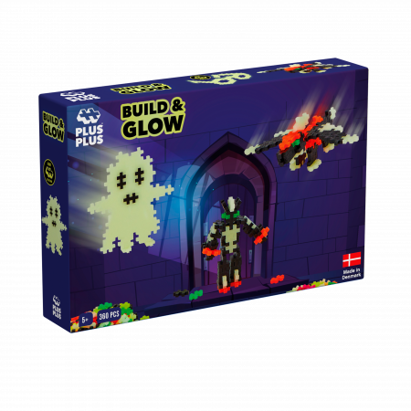 Halloween - Set constructie Plus-Plus, 360 piese, Construieste si Straluceste, culori fluorescente