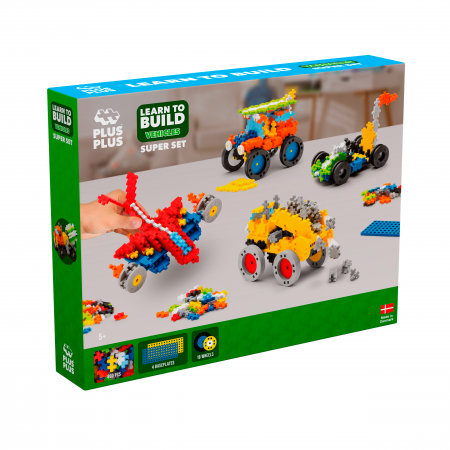 Seturi Constructie - Set constructie Plus-Plus, 500 piese, Invata sa construiesti vehicule