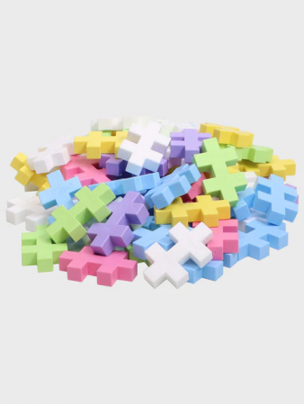 Set constructie Plus-Plus, 70 piese mari, portabil, in cutie metalica, culori pastelate [2]