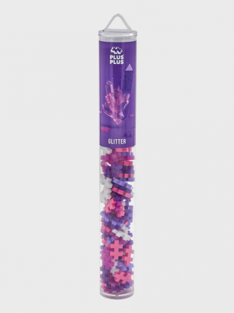 Cadouri Fete - Set constructie Plus-Plus, tub 100 piese, Glitter Mix, culori cu sclipici