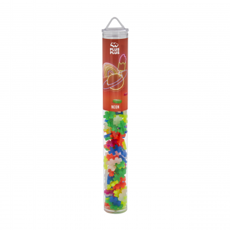 Cadouri Baieti - Set constructie Plus-Plus, tub 100 piese, Neon Mix, culori fluorescente