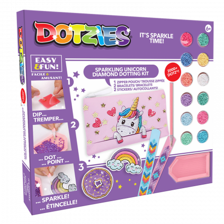 Cadouri copii Craciun - Set creativ 5 in 1, Unicorn, pictura cu diamante