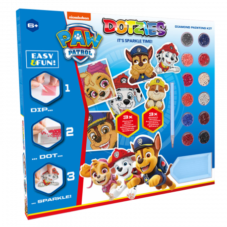 Cadouri copii Craciun - Set creativ 6 in 1, Patrula Catelusilor, pictura cu diamante