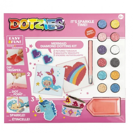 Cadouri copii Craciun - Set creativ 6 in 1, Sirena, pictura cu diamante