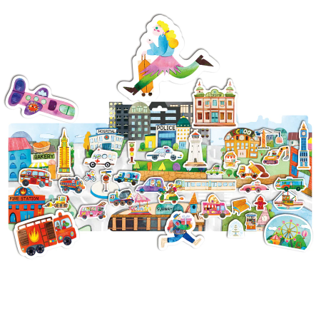 Set creativ cu stickere moi reutilizabile – Orașul în mișcare [2]
