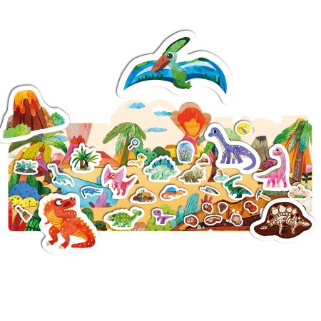 Set creativ cu stickere moi reutilizabile – Ținutul dinozaurilor [2]