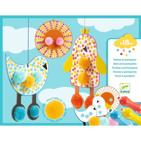 Set creativ de colorat cu pompoane si buline, Djeco [4]