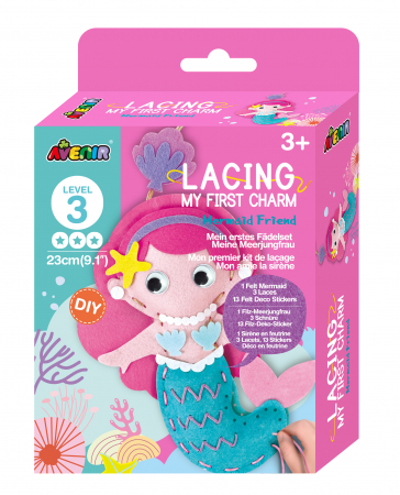 Jucarii 3-5 ani - Set creativ de cusut cu tehnica siretului - Primul meu Pandantiv Sirena, nivel 3