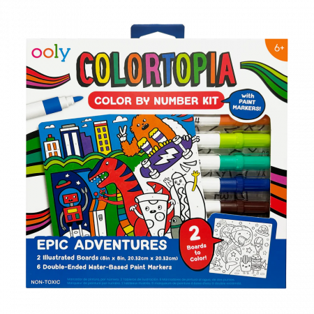 Cadouri copii Craciun - Set creativ de pictură după numere cu markere Colortopia - Aventuri Epice (Set de 6 culori duble)
