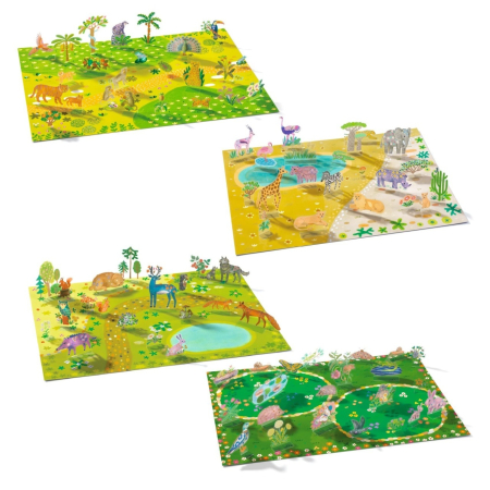 Set creativ de stickere reutilizabile Animale, Djeco [4]