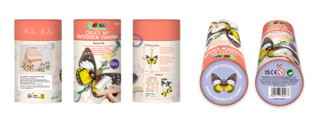 Jucarii Montessori - Set creativ din lemn - breloc Fluture, colectia Creatii Naturale