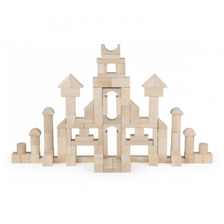 Jucarii creative - Set cuburi de construit 100 buc natur (3cm), Viga