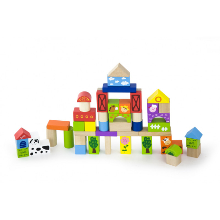 Jucarii creative - Set cuburi Ferma, 50 de piese, Viga