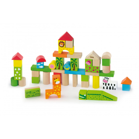 Jucarii creative - Set cuburi Zoo, 50 de piese, Viga